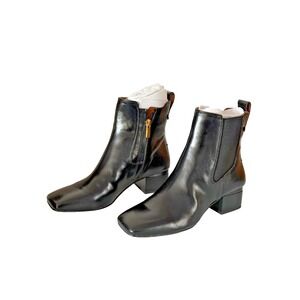 Franco Sarto L-Waxton Black Leather Ankle Boots Dark Academia Old Money Size 5